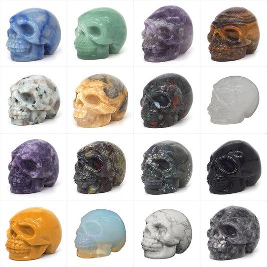 Natural Gemstone Skull Figurine