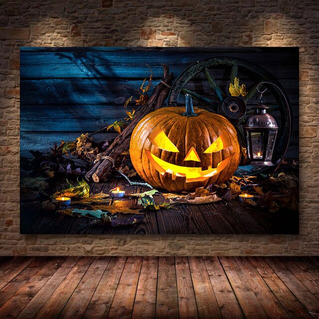 Pumpkin Halloween Canvas Painting Modern Festival Art