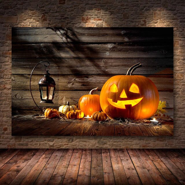 Pumpkin Halloween Canvas Painting Modern Festival Art