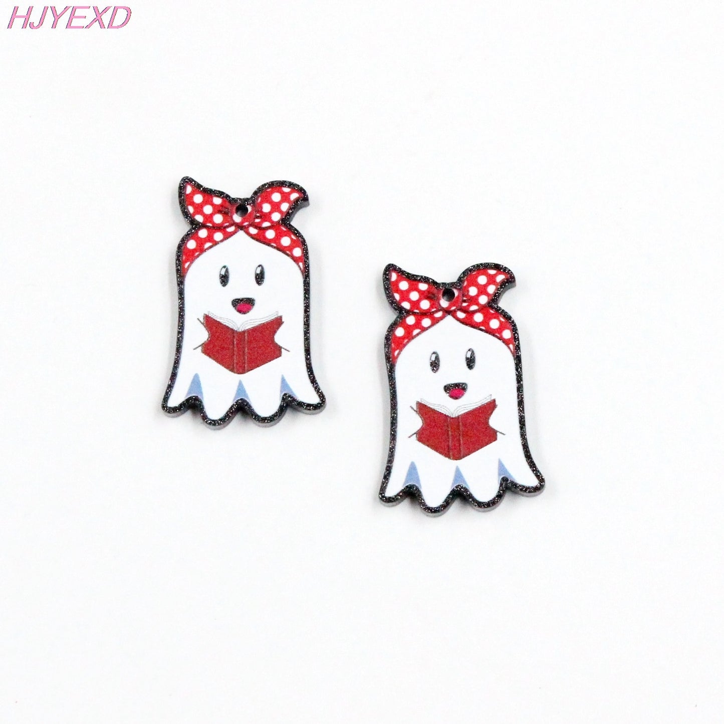 Glitter Ghost With Bow For Earrings