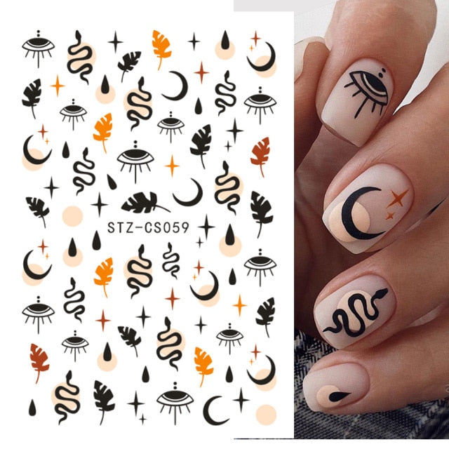 Black Scary Nail Art Sticker For Halloween