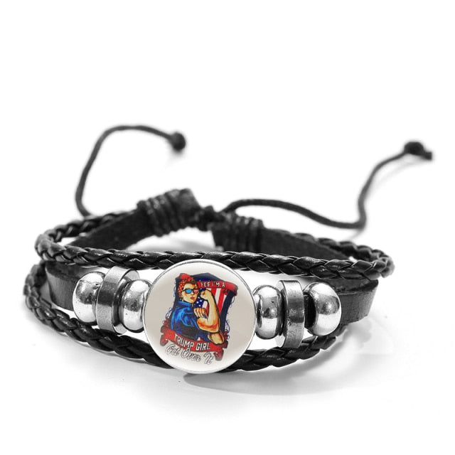 Black Braided Leather Bracelet Trump