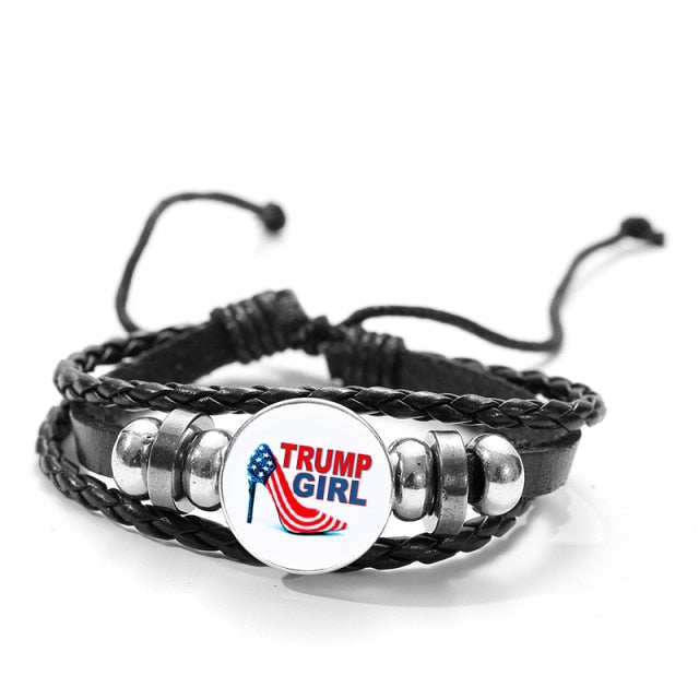Black Braided Leather Bracelet Trump