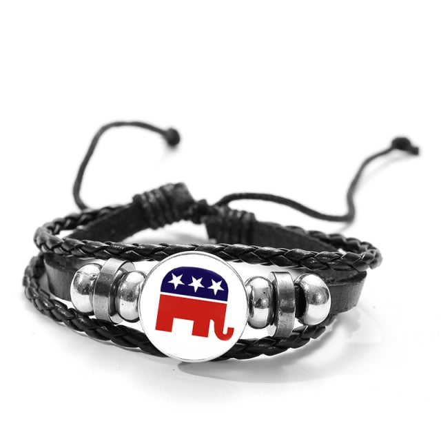 Black Braided Leather Bracelet Trump