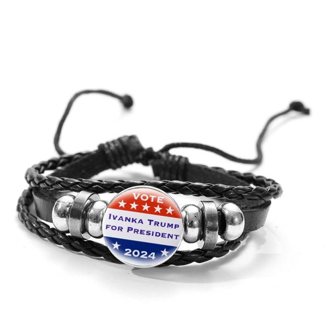 Black Braided Leather Bracelet Trump