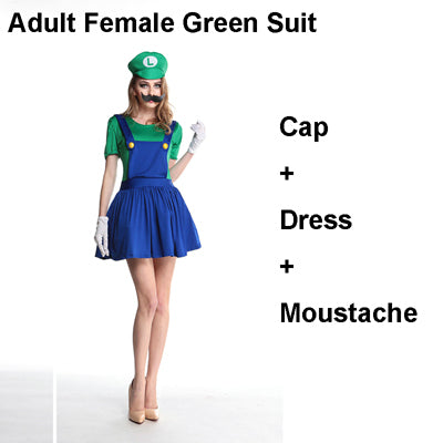 Super Mario Adults and Kids Mario Family Bros Cosplay Costume Set