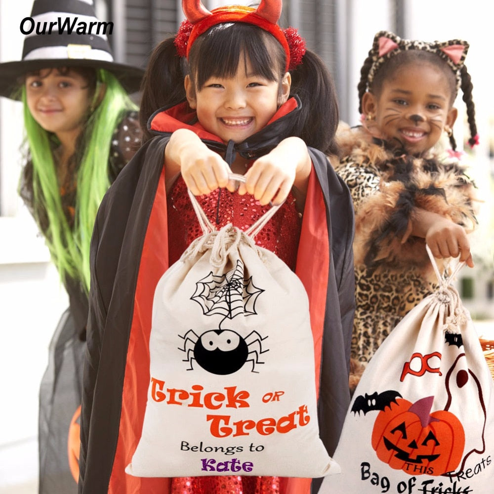 Trick or Treat Bags with Pumpkin Spider Web
