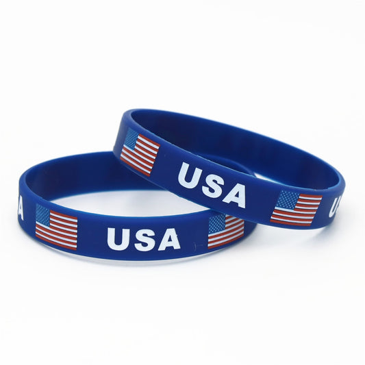 USA American National Flag Silicone Wristband